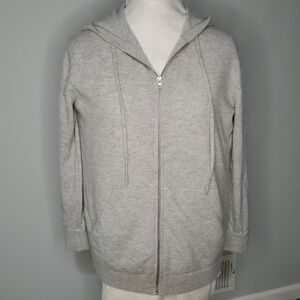 Vince Wool Cashmere Full Zip Sweater Small Hoodie Lightweight Gray Neutral